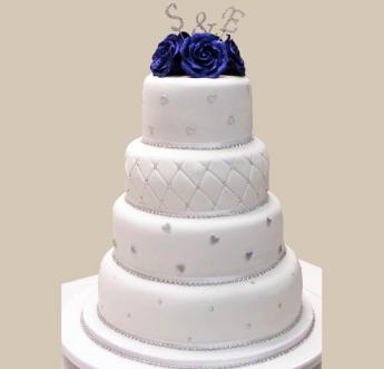 Blue Roses Wedding Cake (022)